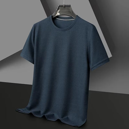 New Summer Waffle round Neck Short Sleeved T-Shirt for Men'S Short Sleeved Top